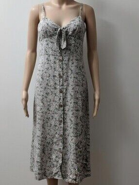 AUW Green Floral Midi Dress with Button Front